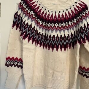 Cream Ribbed Knit fair isle sweater
